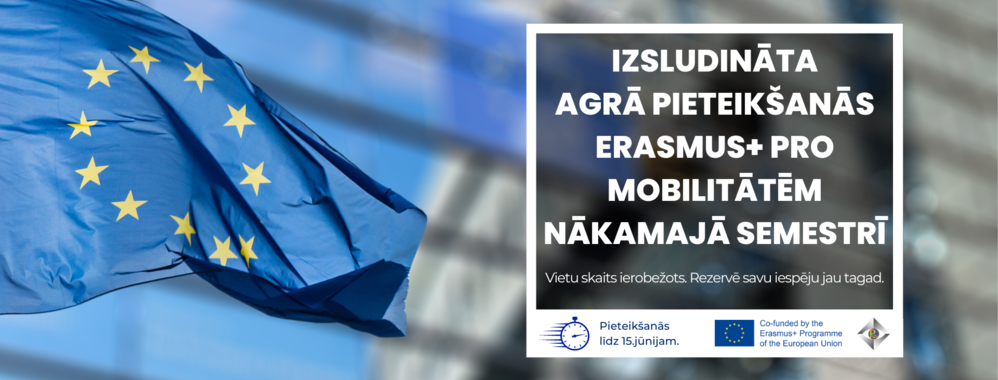 Izsludināta pieteikšanās Erasmus+ PRO mobilitātēm